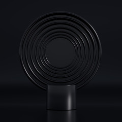 Elegant metal background with pedestal, podium and studio. 3d illustration, 3d rendering.