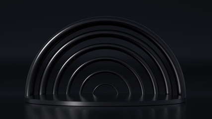 Fototapeta premium Elegant metal background with pedestal, podium and studio. 3d illustration, 3d rendering.