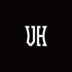 VH monogram logo with curved side style design template	