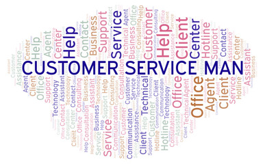 Customer Service Man word cloud.