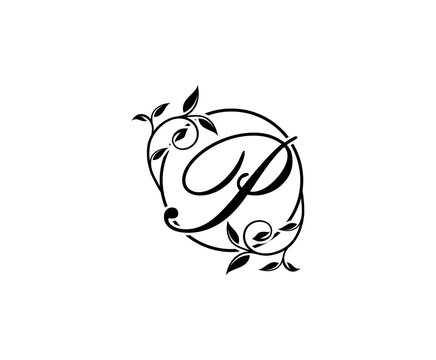 Floral P Letter Swirl Logo. Circle P With Classy Leaves Shape design perfect for Boutique, Jewelry, Beauty Salon, Cosmetics, Spa, Hotel and Restaurant Logo. 