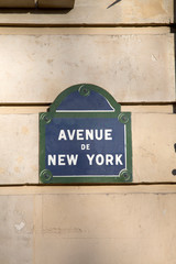 Closeup of New York Street Sign; Paris