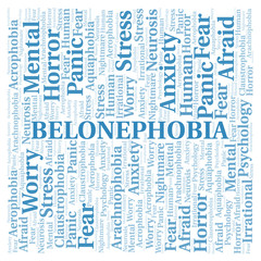 Fototapeta premium Belonephobia word cloud.