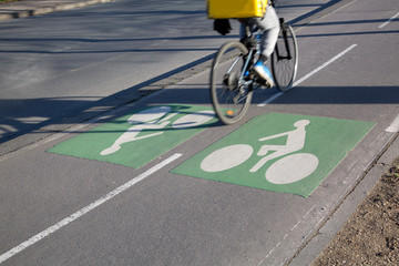Cyclist on Bike Path in Paris
