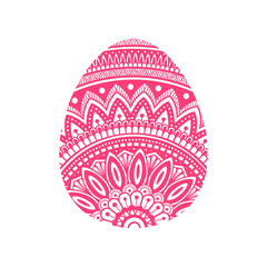 Egg shape with mandala ornament. Clip art vector illustration for Easter holiday. Isolated on white background.