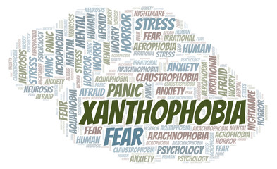 Xanthophobia word cloud.