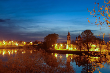 Spring in Vologda. Night scene. Church of the meeting of the Lord. Reflection i