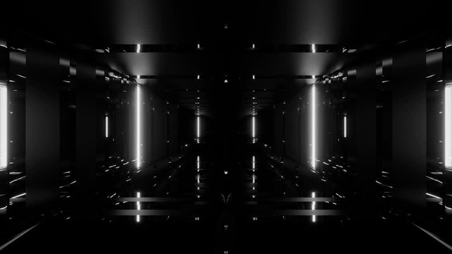 3d illustration motion background of a dark futuristic sci-fi tunnel corridor graphic artwork visuals vj loops