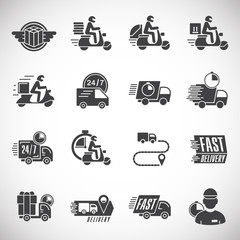 Express delivery related icons set on background for graphic and web design. Creative illustration concept symbol for web or mobile app