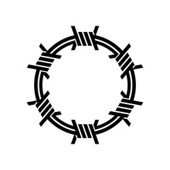 Circle black barbed wire logo design illustration