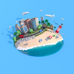 3D rendering concept art island for lifestyle