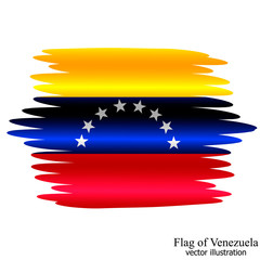 Flag of Venezuela with folds. Colorful illustration with flag for design. Vector illustration with effect brush.