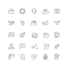 Line icons set. Contact us pack. Vector