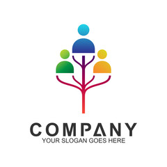  tree logo with kids and heart shape