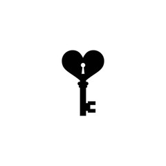 Silhouette old door key love logo vector icon illustration