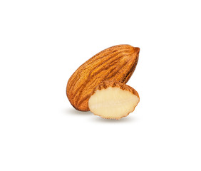 Almond isolated on white background with clipping path