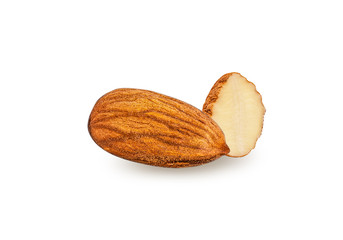 Almond isolated on white background with clipping path
