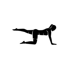 Silhouette sport yoga or pilates pose logo vector design illustration