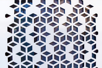 An abstract geometric black and white pattern