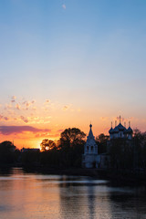 Vologda. Beautiful spring day on the river Bank. The Church in the name of St. John Chrysostom....