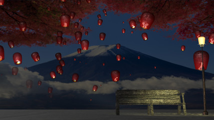 3d rendering of beautiful place with nice lantern in the sky