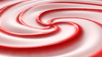 Yoghurt With Strawberry Jam Swirl Background 3D Illustration Render