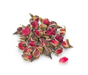 tea rose flowers on white background