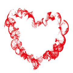 Red vector heart frame icon brush chalk strokes