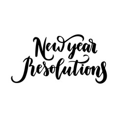 New Year Resolutions sign. Vector hand drawn calligraphic lettering