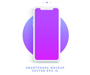 Minimalist flat lay scene with mobile phone in pastel color tones. Realistic 3D vector illustration, mockup template for web app presentation. 