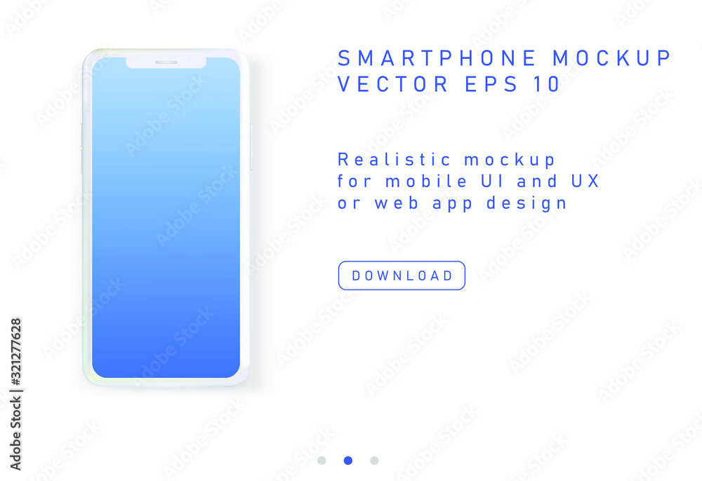 Aufkleber Minimalist white flat lay scene with regular modern mobile phone. Realistic 3D vector illustration, mockup template for web app presentation. 