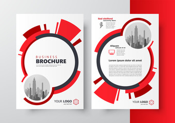 Circles red color Flyer cover design template