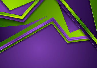 High contrast green and violet glossy stripes. Abstract tech background. Vector corporate design