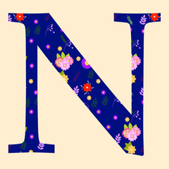 floral alphabet isolated colored