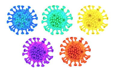 カラフルなウイルスイメージセット白背景