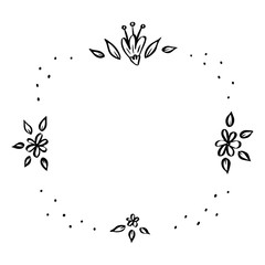 Hand drawn floral wreath for invitations, greeting cards, posters, text.
