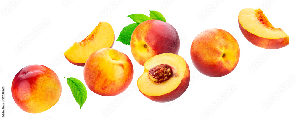 Wall mural peach collection isolated on white background with clipping path