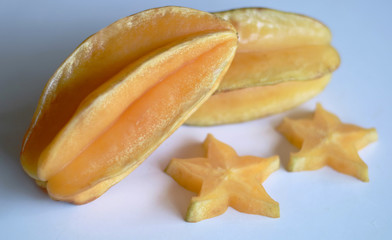 Star fruit or Carambola on white background. 