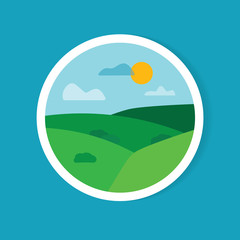 Obraz na płótnie Canvas green fields landscape sticker - vector illustration