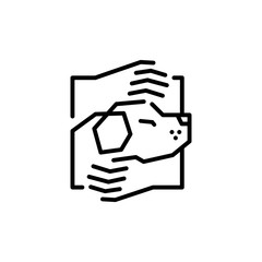 dog care hand hugs logo vector icon illustration line outline monoline