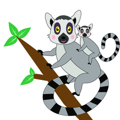 lemur family illustration vector nursery © lillyrosy