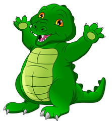 cute baby crocodile cartoon waving