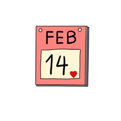 Calendar Showing the Fourteenth of February.