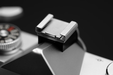 Cold shoe mount of vintage film camera