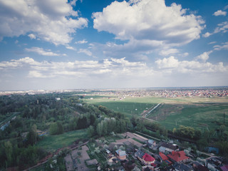 The top view of Jatujak park in Bangkok city. In the morning people are love coming to exercise here. The garden is designed in to the geometry of circular and triangle look like peaceful sign.