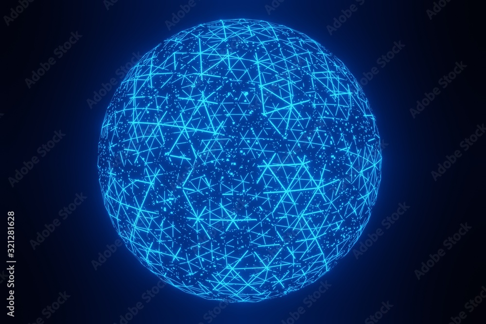 Poster sci- fi futuristic of sphere abstract digital technology, 3d rendering