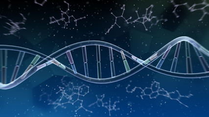 DNA Strand Helix Genome Medical Science 3D illustration background