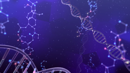 DNA Strand Helix Genome Medical Science 3D illustration background