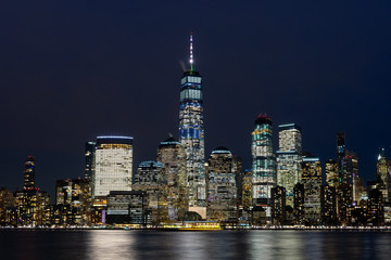 Fototapeta na wymiar Lower Manhattan New York City Skyline at Night