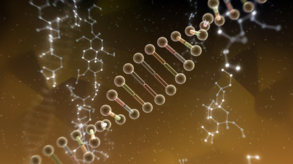 DNA Strand Helix Genome Medical Science 3D illustration background